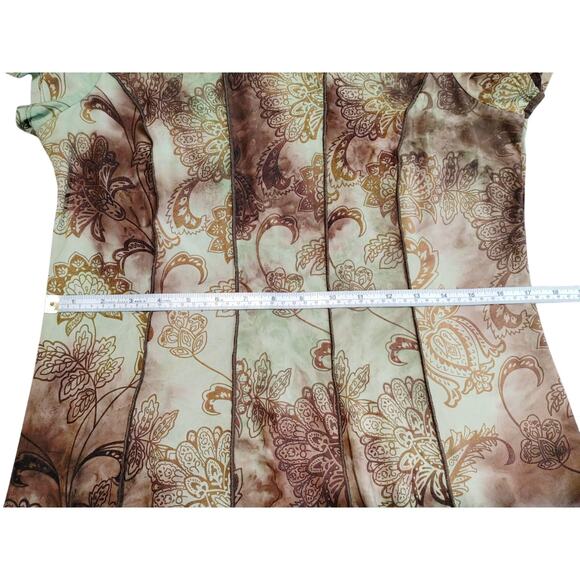 Sami Jo Vintage Shift Dress Short Sleeve Pleated Floral Brown Green Womens 1X - Picture 5 of 7